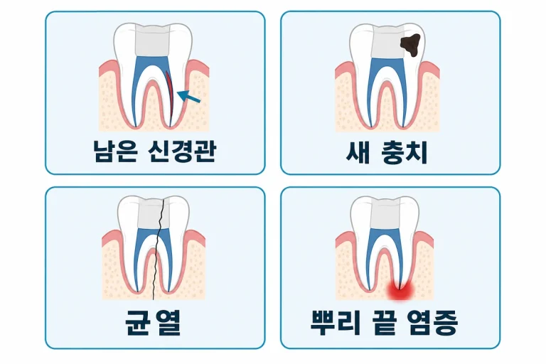 신경치료한 치아가 다시 아픈 네 가지 원인