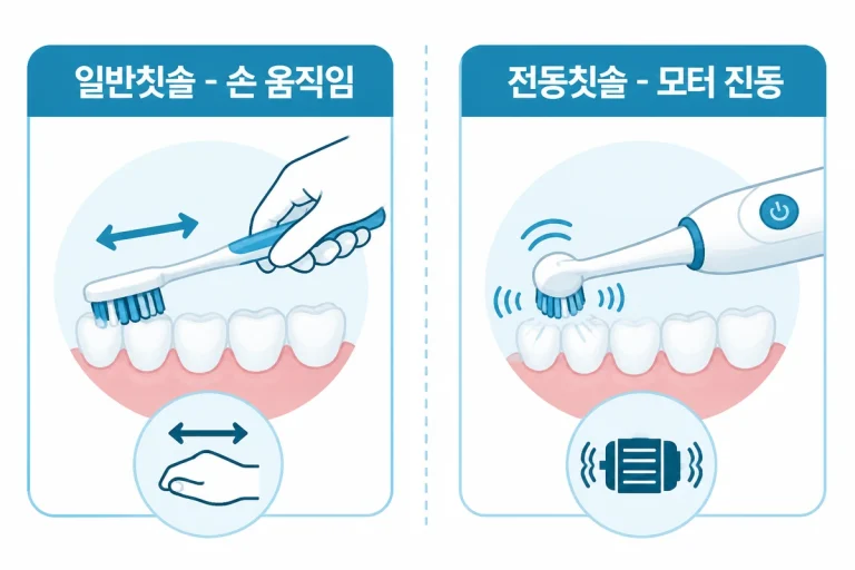 일반칫솔과 전동칫솔 비교